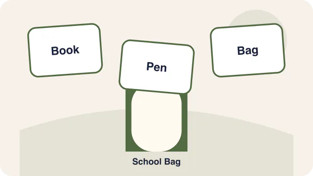 Word cards for School Bag